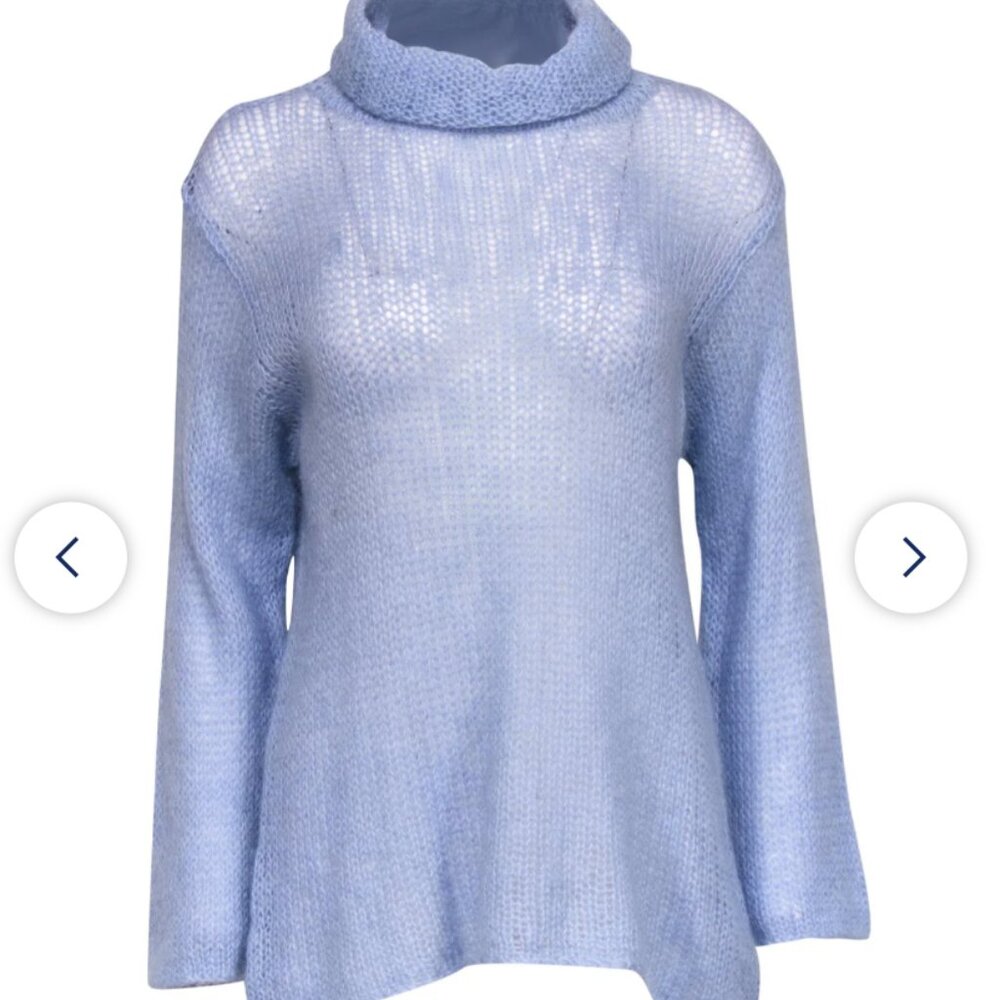 Eileen Fisher - Light Blue Mohair Blend Knit Turtleneck